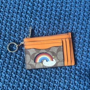 Coach Orange and Brown Card Holder